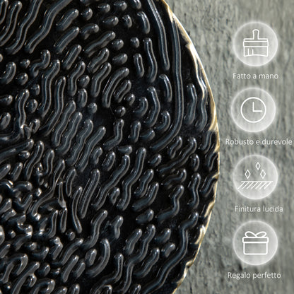 3D Metal Wall Decoration, Circle Wall Art 133x66cm, Blue, Black and Gold