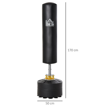 Freestanding Punching Bag, Punching Bag with Base Fillable with Water and Sand, Black