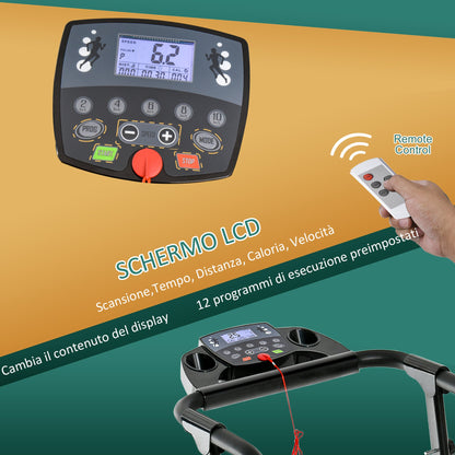 Folding Electric Treadmill Space Saving, Professional Treadmill with LCD Display, Speed 0.8-10km/h and 12 Programs, Power 500W, for Home and Office, Black