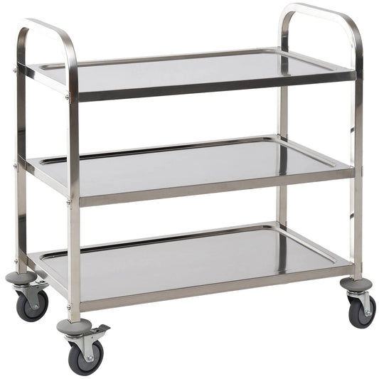 Stainless Steel Kitchen Cart with 3 Shelves and Wheels