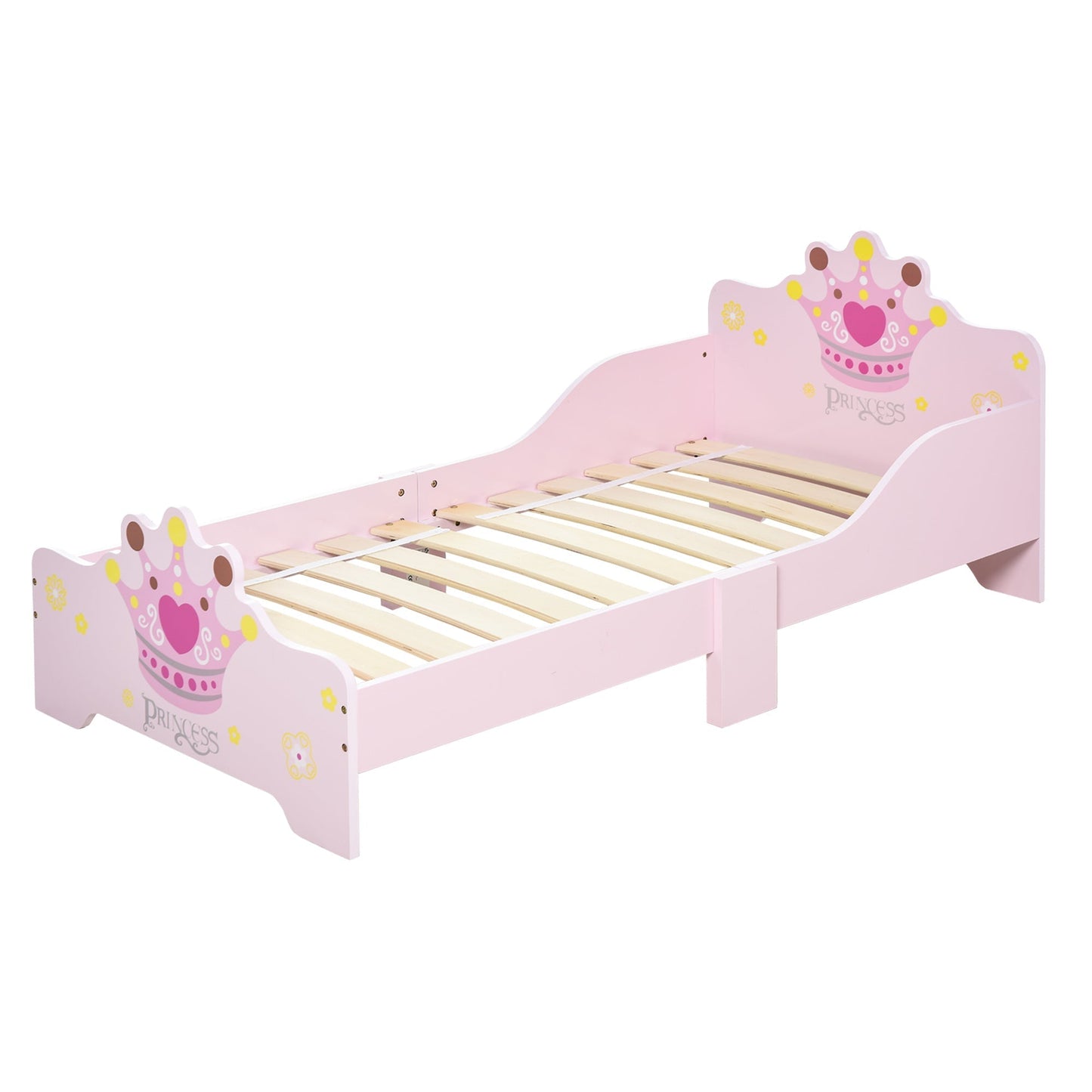 Children's Bed with Raised Edges and 6 Wooden Legs for Children's Bedroom, Cot for Children from 3-6 Years, 143x73x60cm, Pink