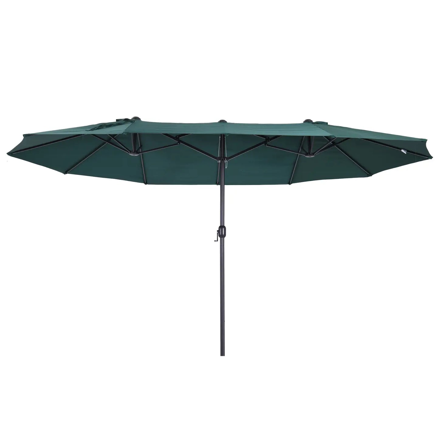 Double Garden Umbrella with Crank Opening, in Steel and Polyester, 455x265x238cm, Dark Green