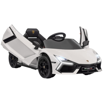 Electric Car for Children with LED Lights, Horn and Remote Control, in Plastic and Steel, 105x60x40 cm, White
