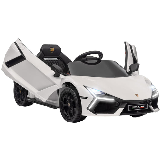 Electric Car for Children with LED Lights, Horn and Remote Control, in Plastic and Steel, 105x60x40 cm, White