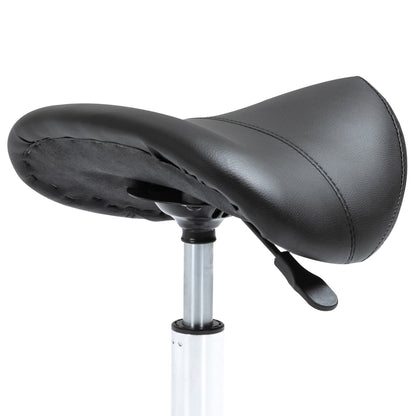 Saddle Work Stool with Wheels and Adjustable Height for Hairdressing and Tattoo Shops, 52x53x49-61cm Black