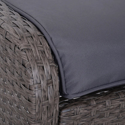 Garden Furniture Set 2 Armchairs 2 Footstools 1 Coffee Table in Tempered Glass Rattan Grey