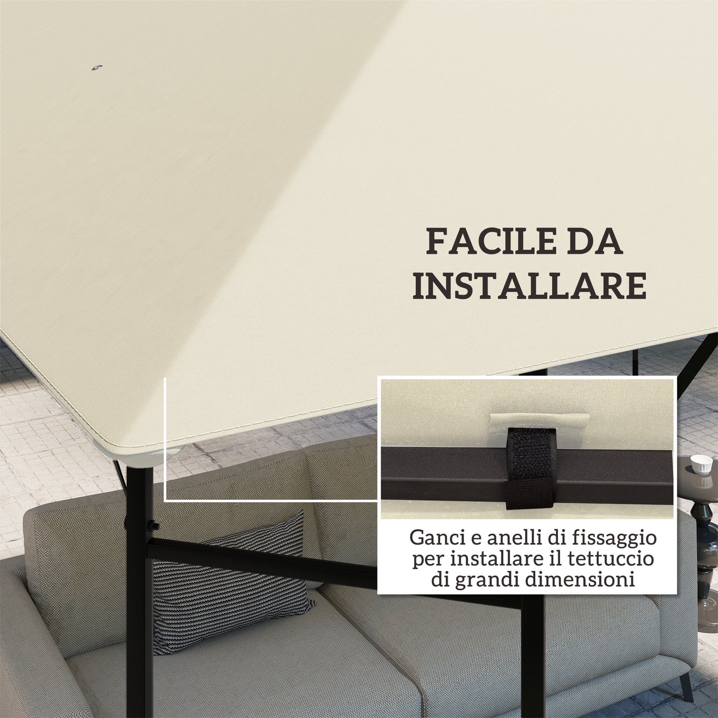 3x3m Garden Gazebo Cover with 8 Drainage Holes, 600D Oxford Fabric, Cream White ( COVER ONLY)