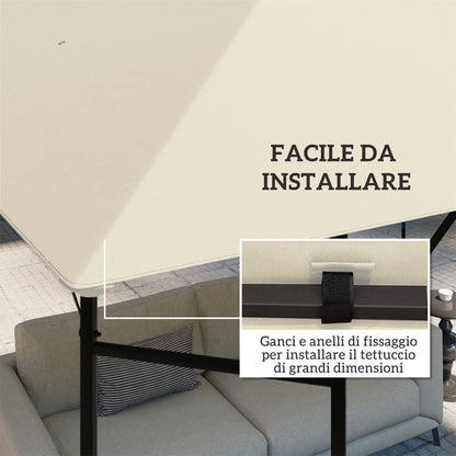 3x3m Garden Gazebo Cover with 8 Drainage Holes, 600D Oxford Fabric, Cream White ( COVER ONLY)