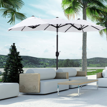 Double Tilting Garden Umbrella with Crank Opening, 295x152x222cm, White