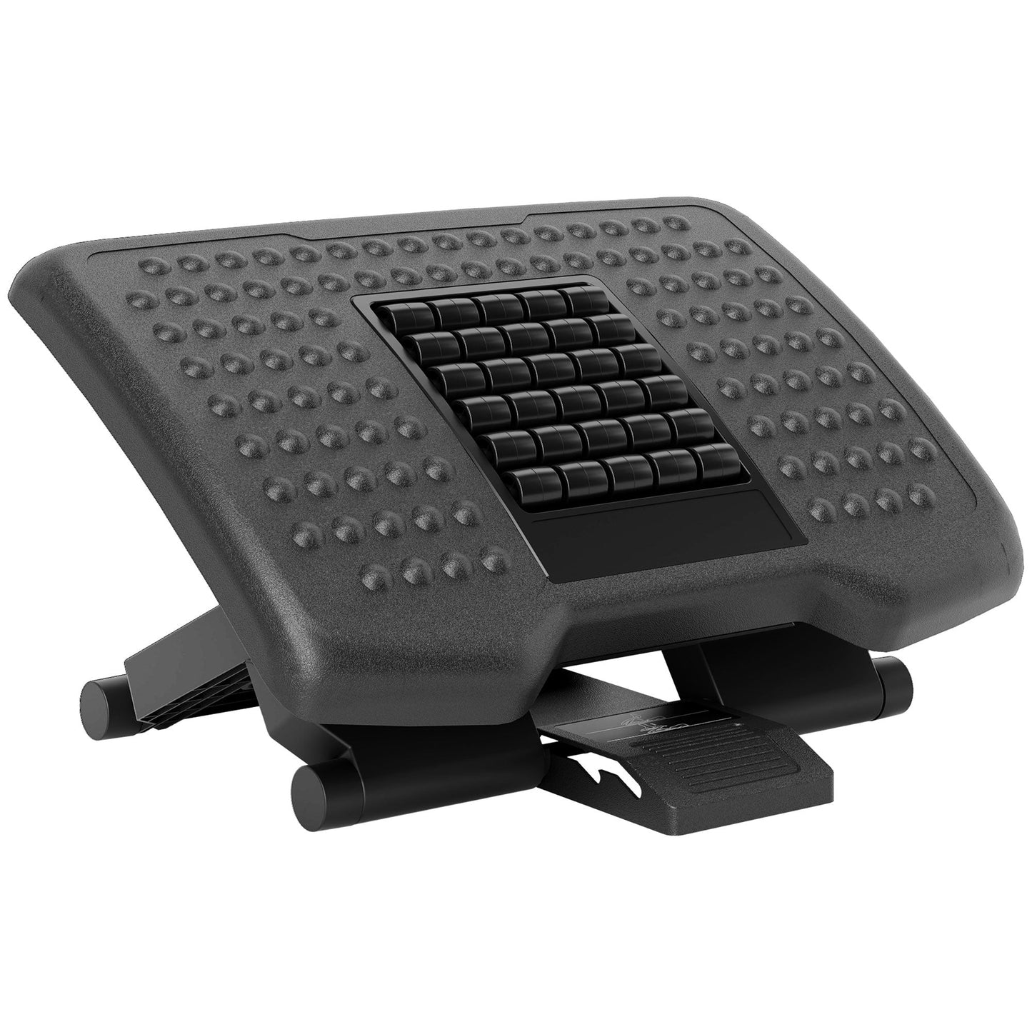 Ergonomic Desk Footrest with Massage Rollers, Height and Angle Adjustment, Black