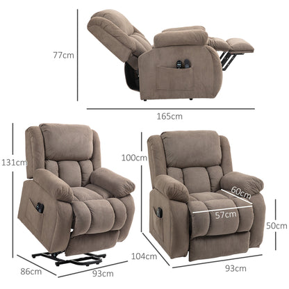 Lift Massage Reclining Chair with 2 Pockets and Remote Control, 93x104x105 cm, Light Brown