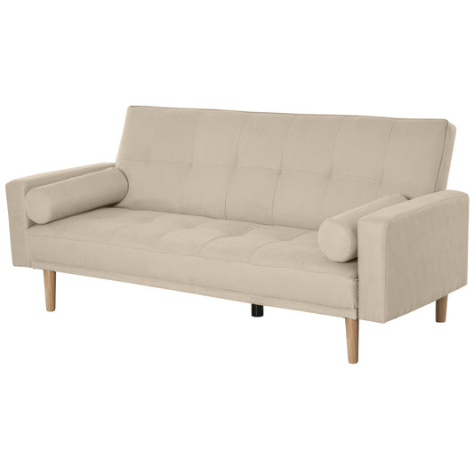 Sofa bed 3 seats with adjustable backrest on 3 beige levels