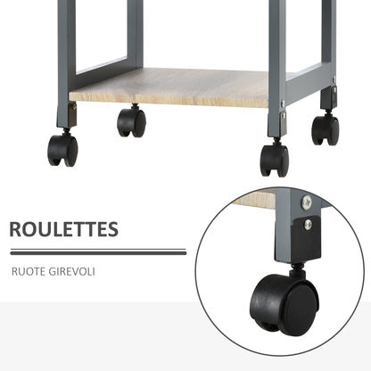 Kitchen Trolley Food Cart with Drawer, 2 Shelves and Pull-Out Tray, 37x37x76cm, Grey