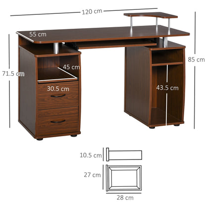 Desk PC Wooden Door With Drawers And Home Keyboard and Walnut Office
