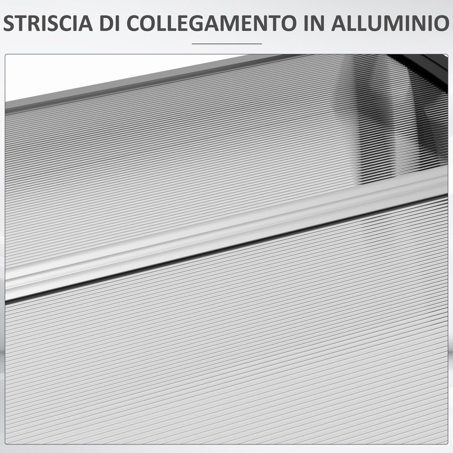 Modern Canopy in Polycarbonate, Aluminum and PP for Balconies, Windows and Doors, 110x60x18 cm