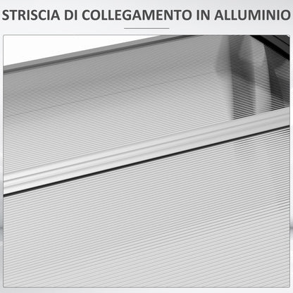 Modern Canopy in Polycarbonate, Aluminum and PP for Balconies, Windows and Doors, 110x60x18 cm