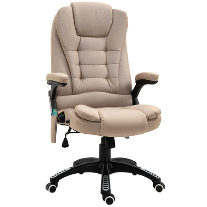 Height Adjustable Massage Office Chair, 6 Massage Points and Heating, Beige