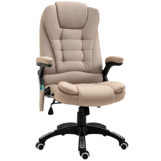 Height Adjustable Massage Office Chair, 6 Massage Points and Heating, Beige