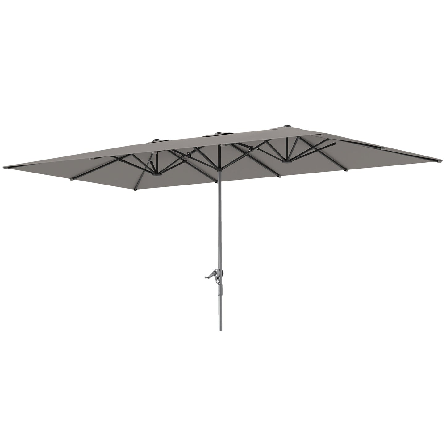 Double Garden Umbrella 4.5x2.6 m, Crank Opening and 12 Ribs, Gray