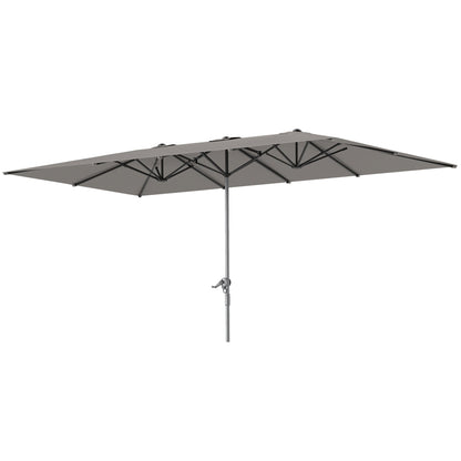 Double Garden Umbrella 4.5x2.6 m, Crank Opening and 12 Ribs, Gray
