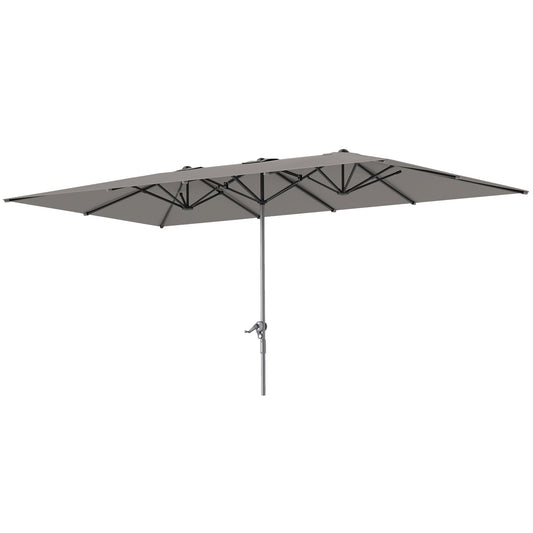 Double Garden Umbrella 4.5x2.6 m, Crank Opening and 12 Ribs, Gray