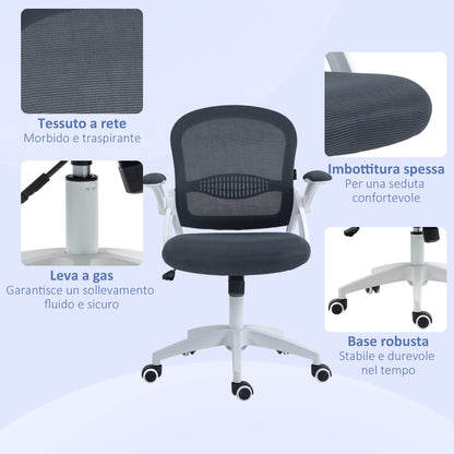 Ergonomic Office Chair with Mesh Backrest and Adjustable Height, 65.5x61.5x88-97.5cm, Gray