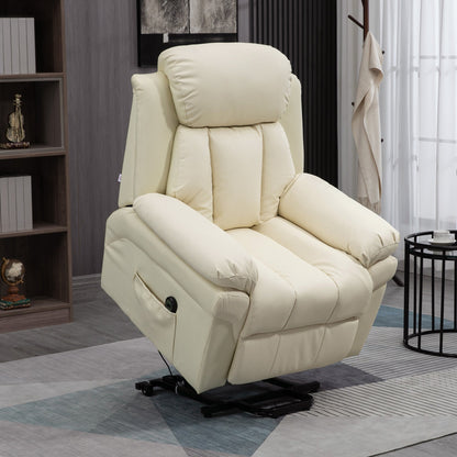 Electric Lift Recliner Chair with Thick Padding and Remote Control, 96x93x105cm, Cream