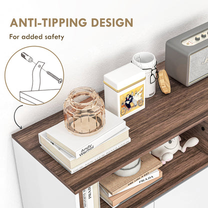 Modern Wooden Kitchen Sideboard with Cabinets, Drawer and Open Compartment, 105x39x83cm, White