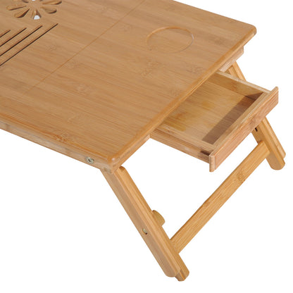 Bamboo Laptop Bed Tray with Cooling System, 55x35x22-32.5cm
