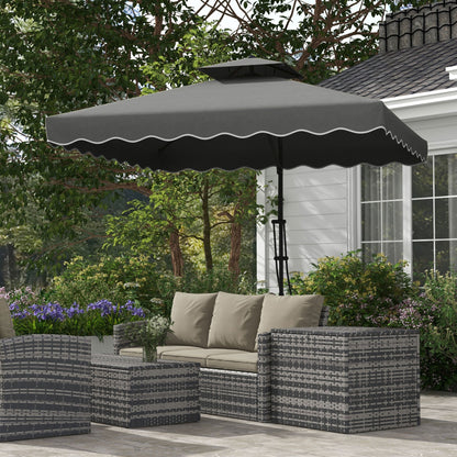 Cantilever Umbrella with Double Roof, Crank Opening and Cross Base, 2.5x2.5m, Grey