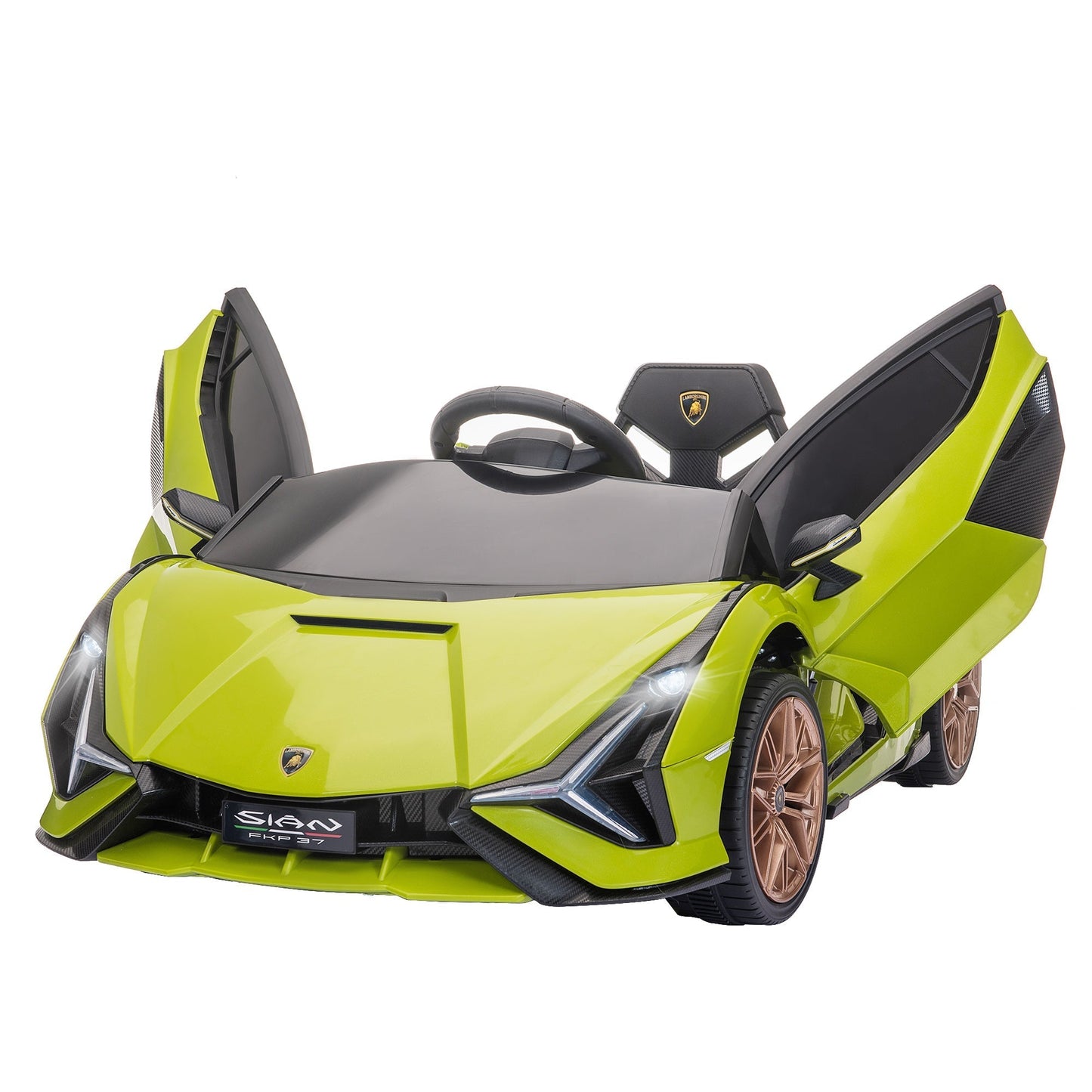 Lamborghini Electric Ride-On Toy Car for Kids, 12V with Headlights and Music, Remote Control and Speed 3-5km/h, Ages 3-5 Years, 108x62x40cm, Green