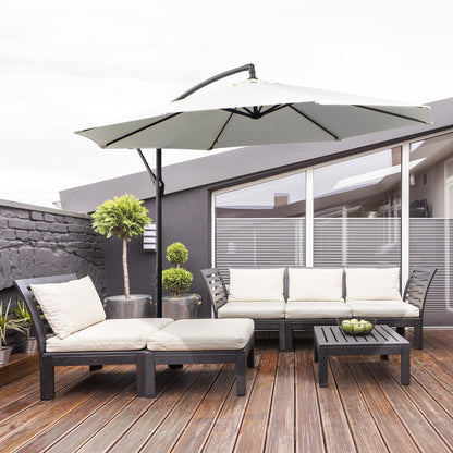 Outdoor Umbrella 3x2.5m with Crank, in Steel and Anti-UV Polyester, Cream