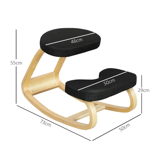 Ergonomic Rocking Kneeling Chair in Black Linen Finish