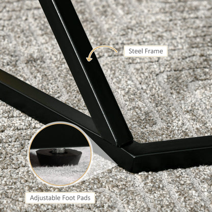 Modern Living Room Table with Marble Effect and MDF and steel structure, 81x70x51.2 cm, Black