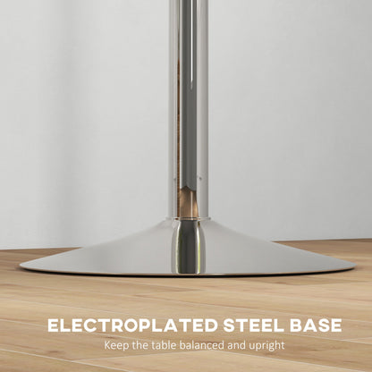 High Bar Table with Adjustable Height, Swivel Top and Steel Base, Ø60x69-91cm, Brown