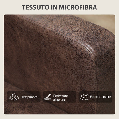 Modern 2-Seater Sofa with Breathable Leather-Effect Fabric Upholstery and Wooden Legs, 130x78x85 cm, Dark Brown