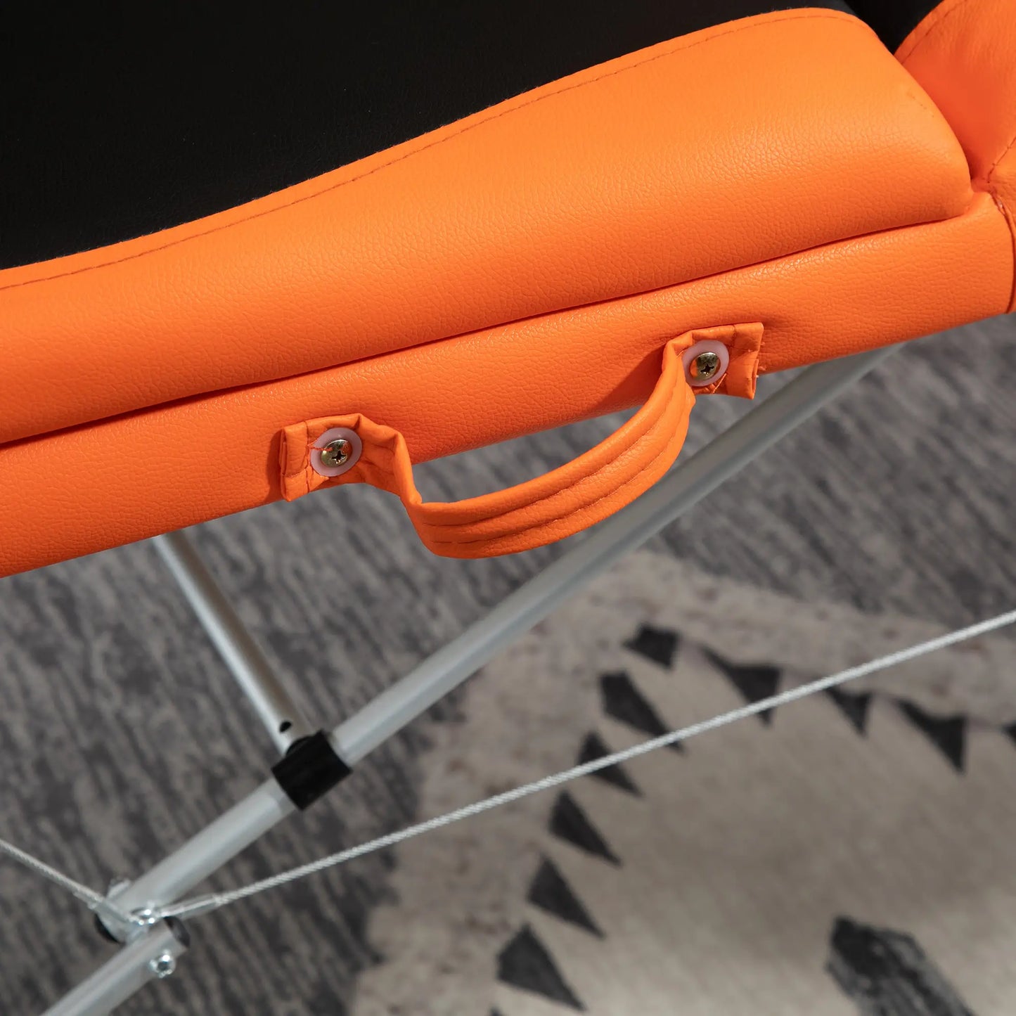 Foldable Massage and Beauty Table / Couch with Adjustable Height, Professional Massage Bed in Aluminum and Plastic, 215x60x61-84 cm, Black and Orange