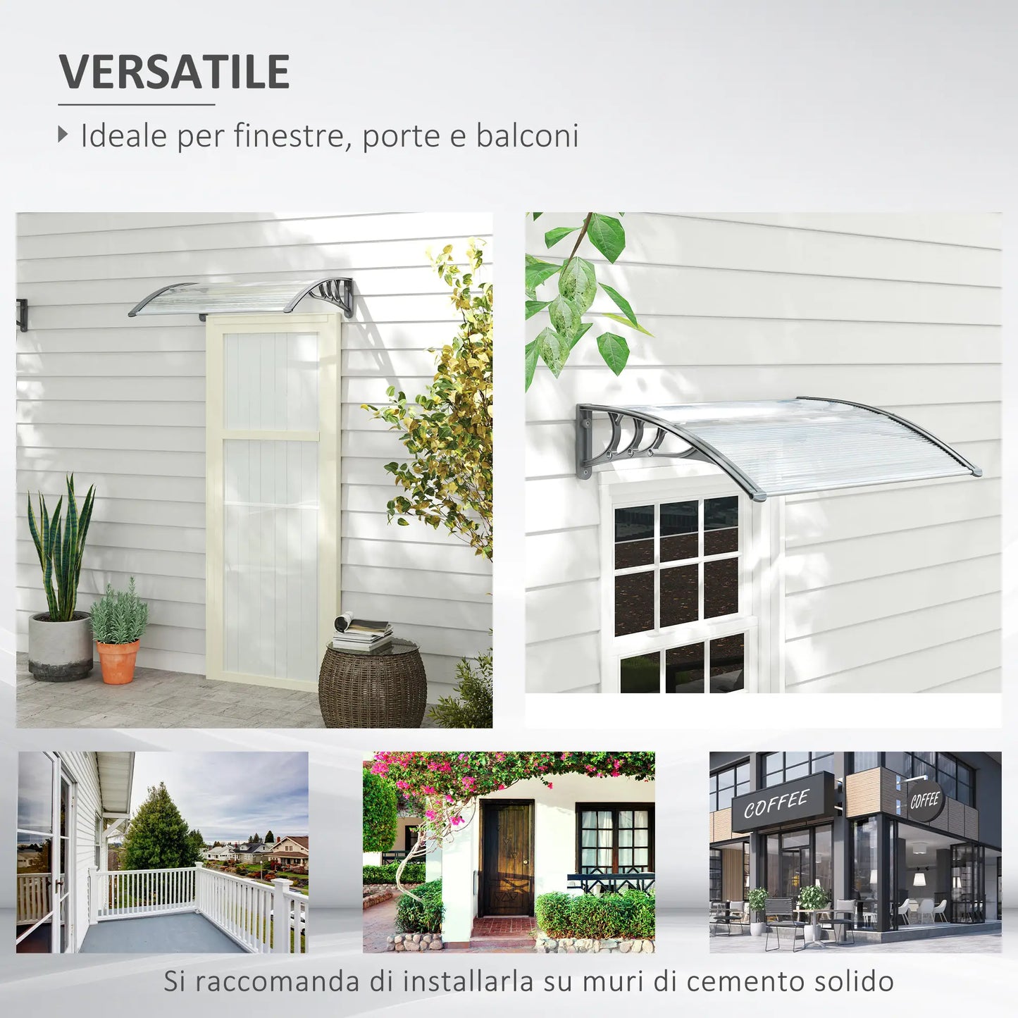 100x80cm Anti-UV Polycarbonate Outdoor Canopy for Doors and Windows