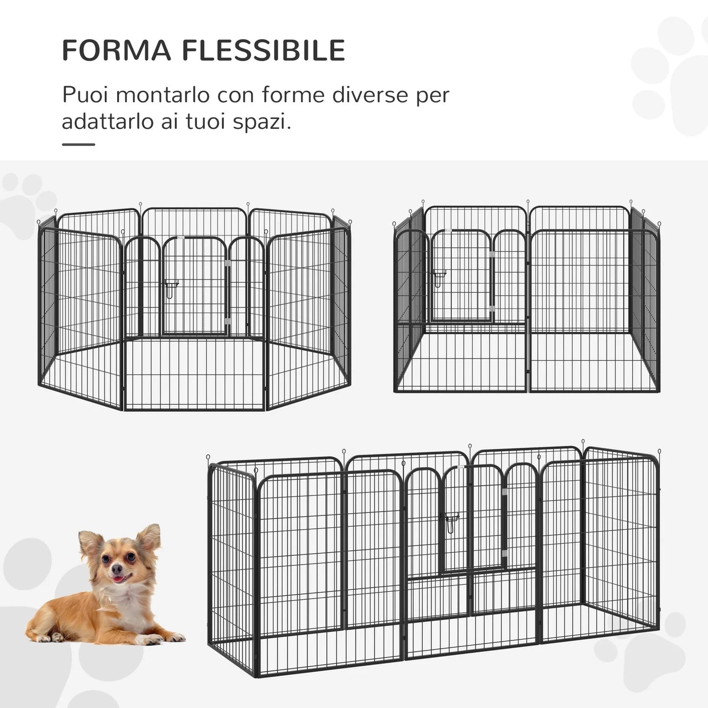Modular Metal Dog Playpen with 8 Panels for Indoor & Outdoor Use – 80 × 100 cm