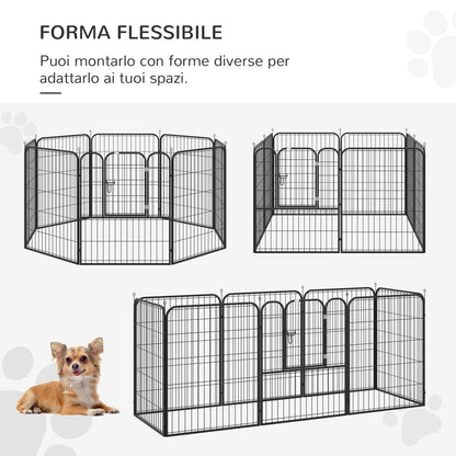 Modular Metal Dog Playpen with 8 Panels for Indoor & Outdoor Use – 80 × 100 cm