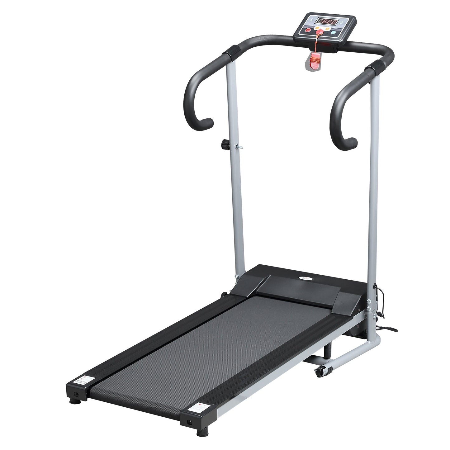 Folding Electric Treadmill Space-Saving and Quiet with Adjustable Speed 1-10km/h and LCD Screen, for Home and Office, 500W, Black