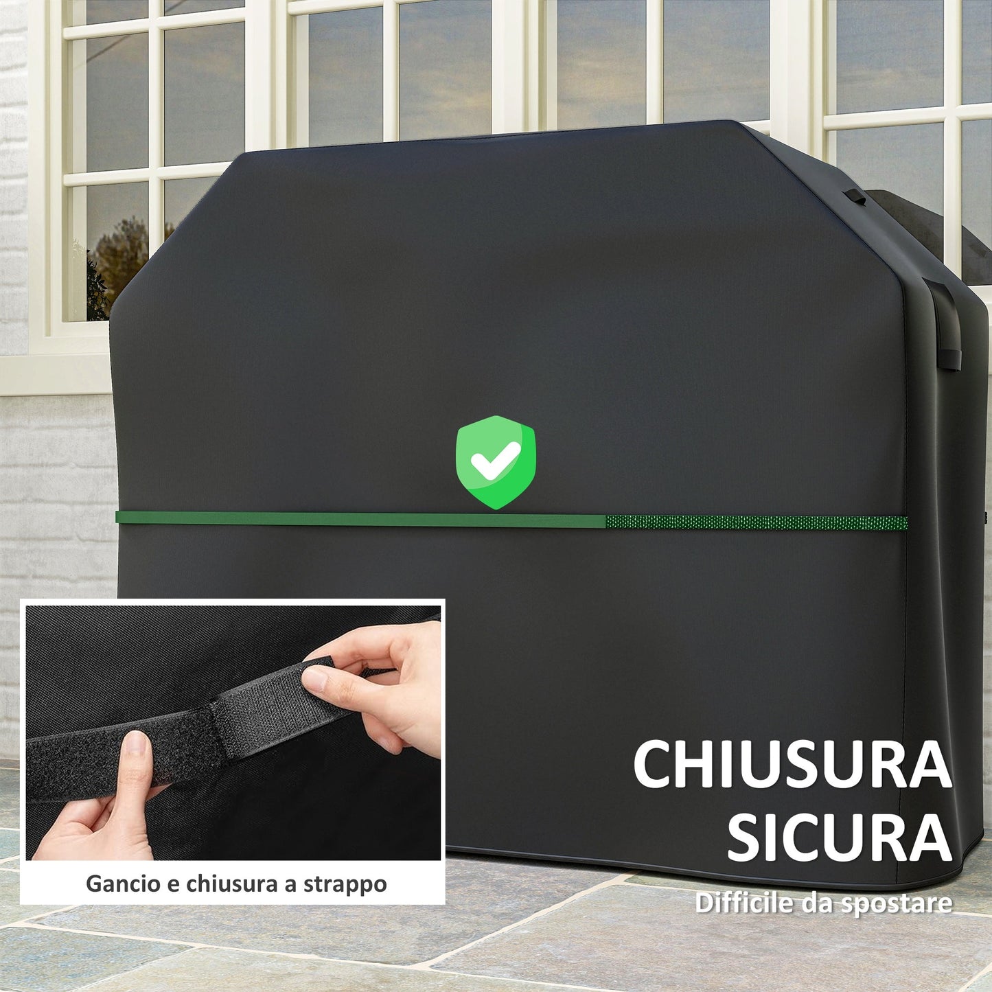 600D Oxford Fabric Waterproof UPF30+ and Windproof Barbecue Cover, 147x61x122 cm, Black