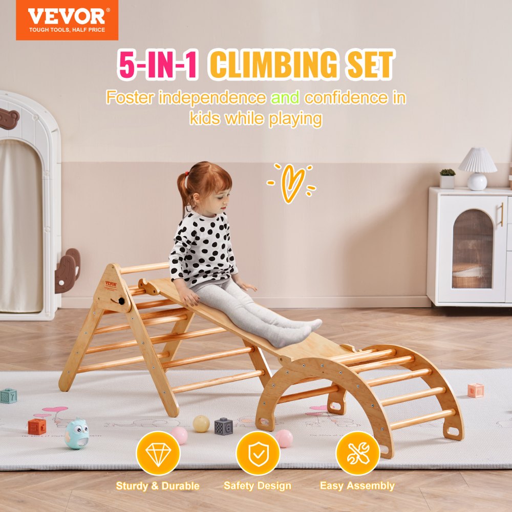 5-in-1 pikler triangle wood ramp configuration