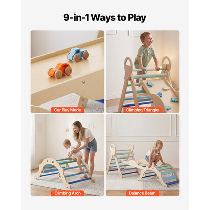 9-in-1 pikler triangle blue ramp configuration