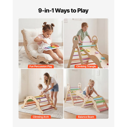9-in-1 pikler triangle rainbow xylophone ramp