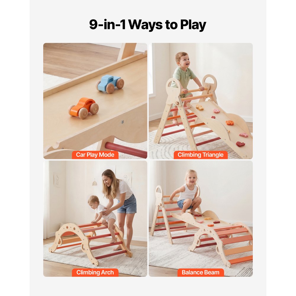 9-in-1 pikler triangle orange ramp configuration