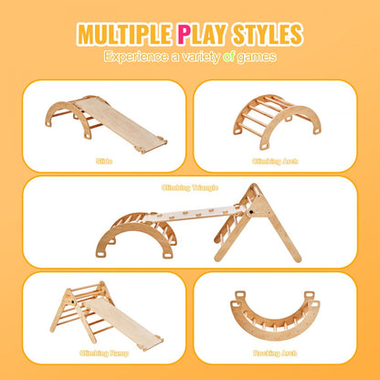 5-in-1 pikler triangle wood folded storage