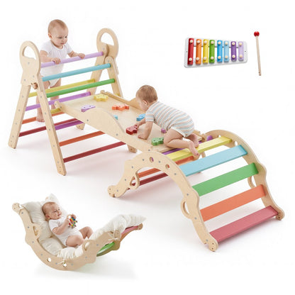 9-in-1 pikler triangle rainbow with xylophone main image