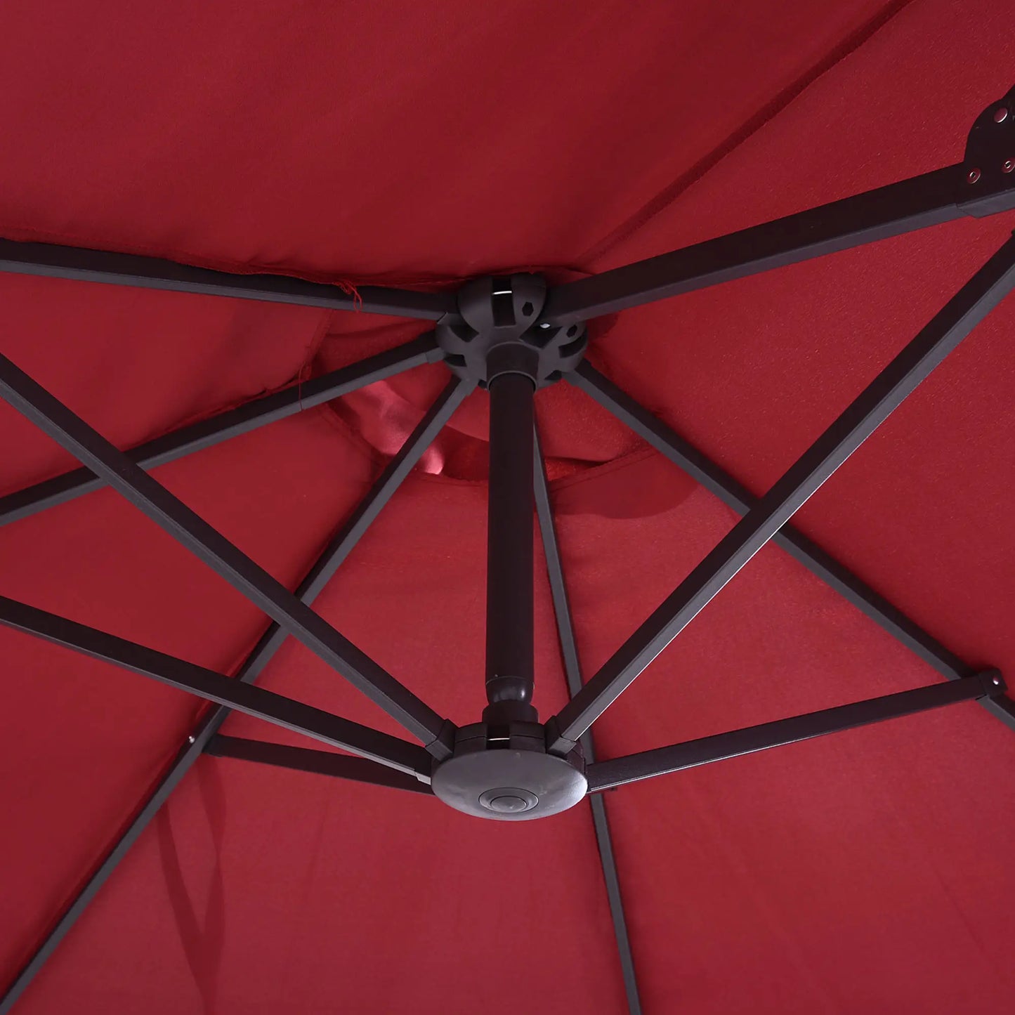 Double Garden Umbrella with Crank Opening, in Steel and Polyester, 460x270x240 cm, Red