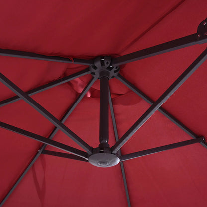 Double Garden Umbrella with Crank Opening, in Steel and Polyester, 460x270x240 cm, Red